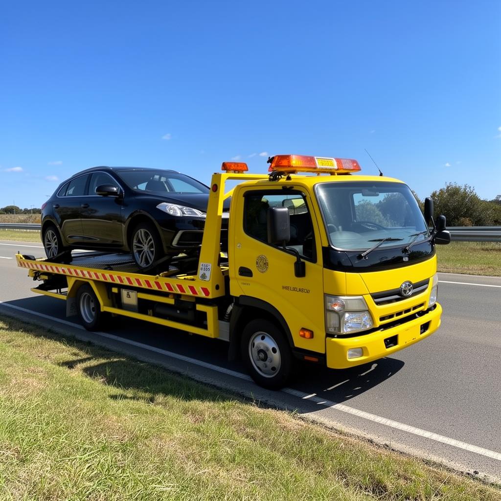 Tractare auto pe marginea drumului